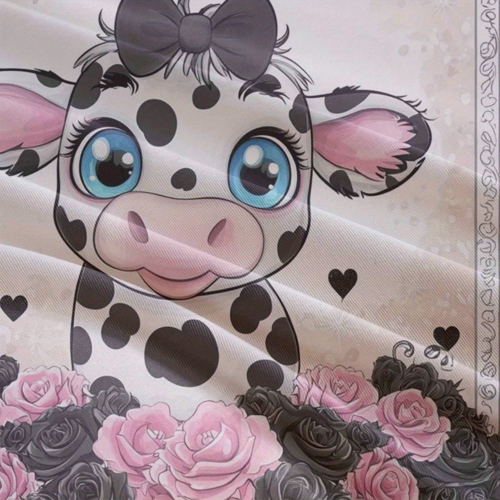 3pcs Duvet Cover Set, 1 Duvet+2 Pillowcases(Without filler), Pink Black Rose Cow Pattern theme, Valentine's bedding set, Elegant Romantic Suitable for decoration Bedroom Guestroom Wedding Room Holiday House, Holiday Decoration, Home Styling, Stylish