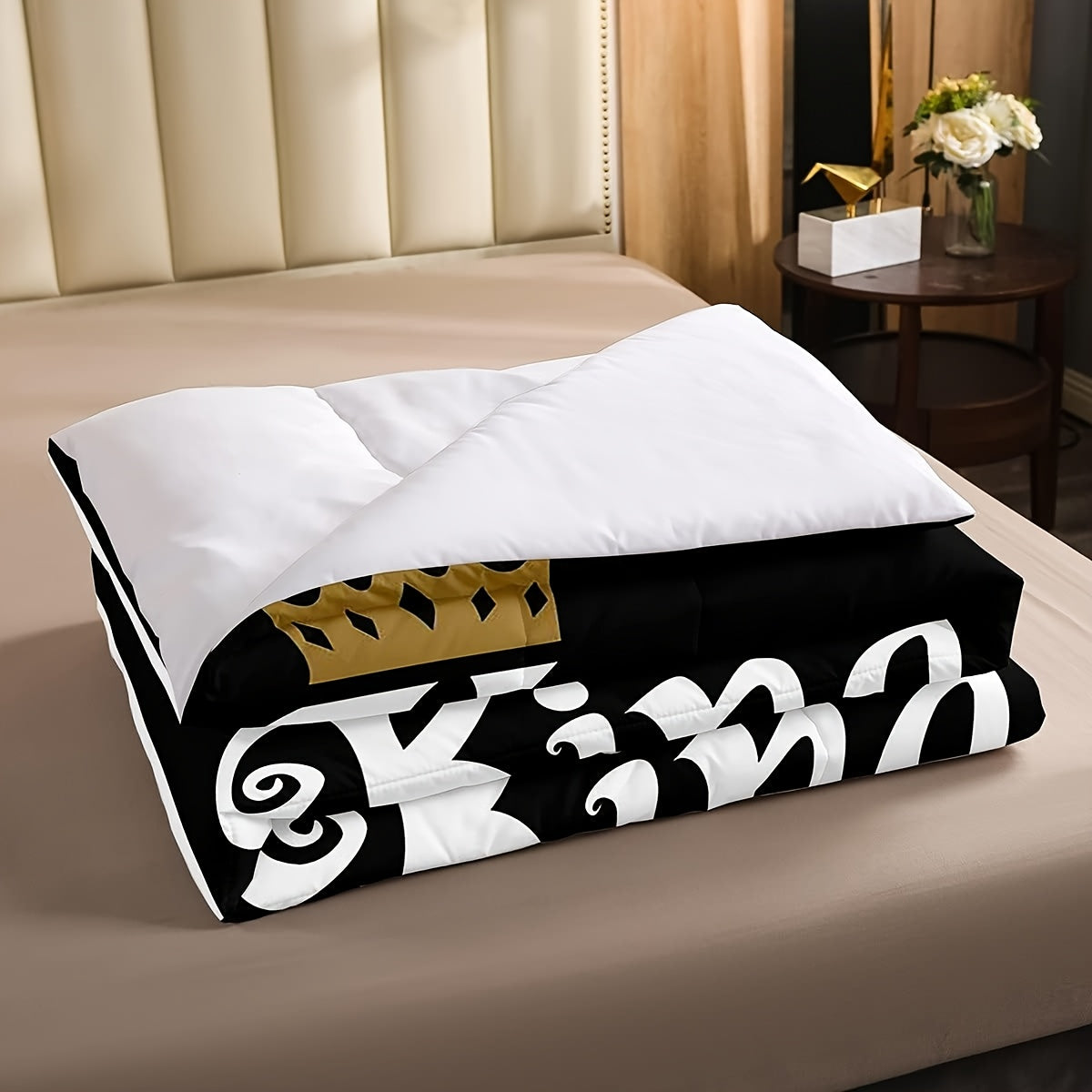 Erosebridal King And Queen Crown Comforter Set Black White Hypoallergenic Soft Couple Bedding Set for Adult Women Men, His Her Mr Mrs Quilt Duvet Sets Wedding Valentines Gift Bedroom Decor 2 Pillow Cases
