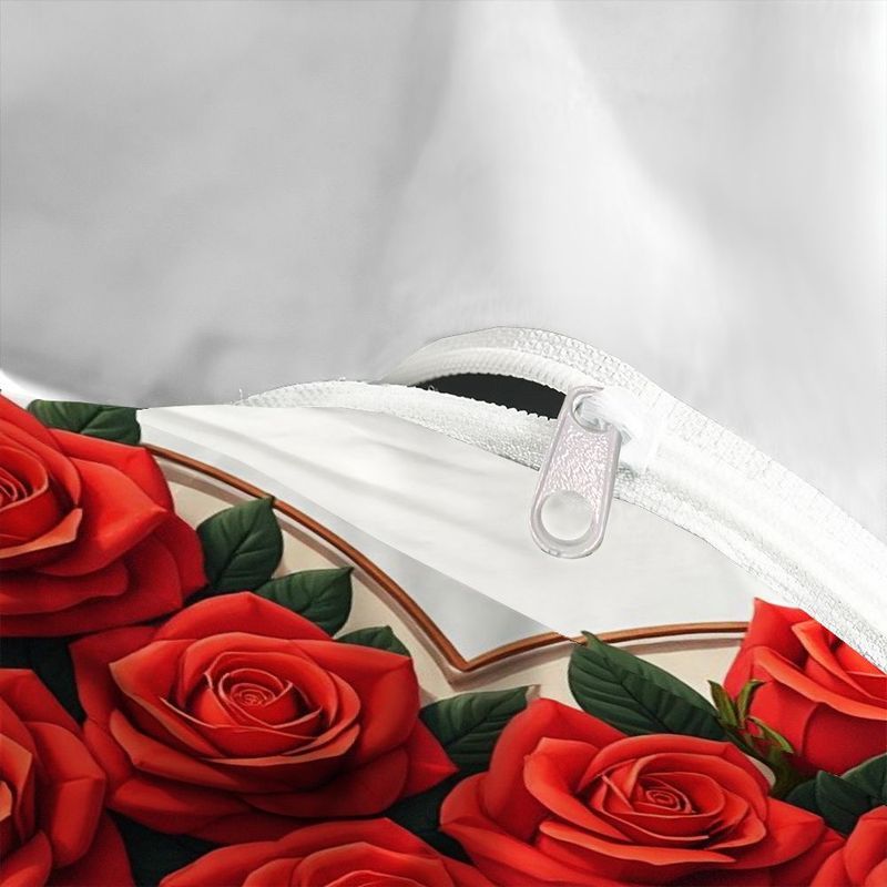 3pcs Red Rose Heart Pattern Bedding Romantic Floral Design, Modern Love Theme Duvet Cover with Pillowcases, Soft Microfiber Fabric for Master Bedroom Home Decor, Valentine's Day Wedding Gift 1 Duvet Cover+2 Pillowcases, Home Decoration, Bedroom Decor,