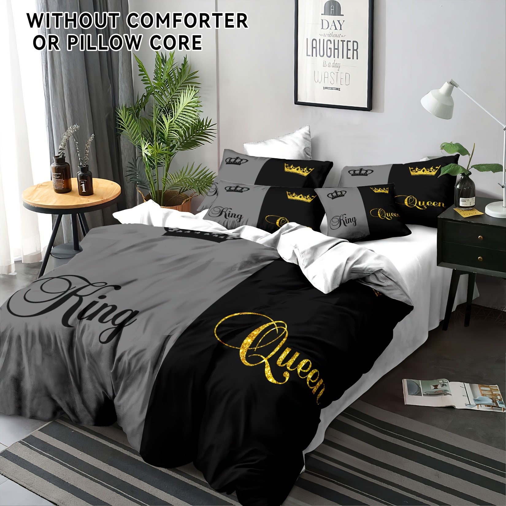 3pcs Polyester Duvet Cover Set, Stylish Couple's Comfortable Soft Alternative Bedding Covers for Bedroom and Guest Room - Includes 1 Duvet Cover and 2 Pillowcases, Zip Closure, Breathable Fabric, Machine Washable, Alternative, Without Core