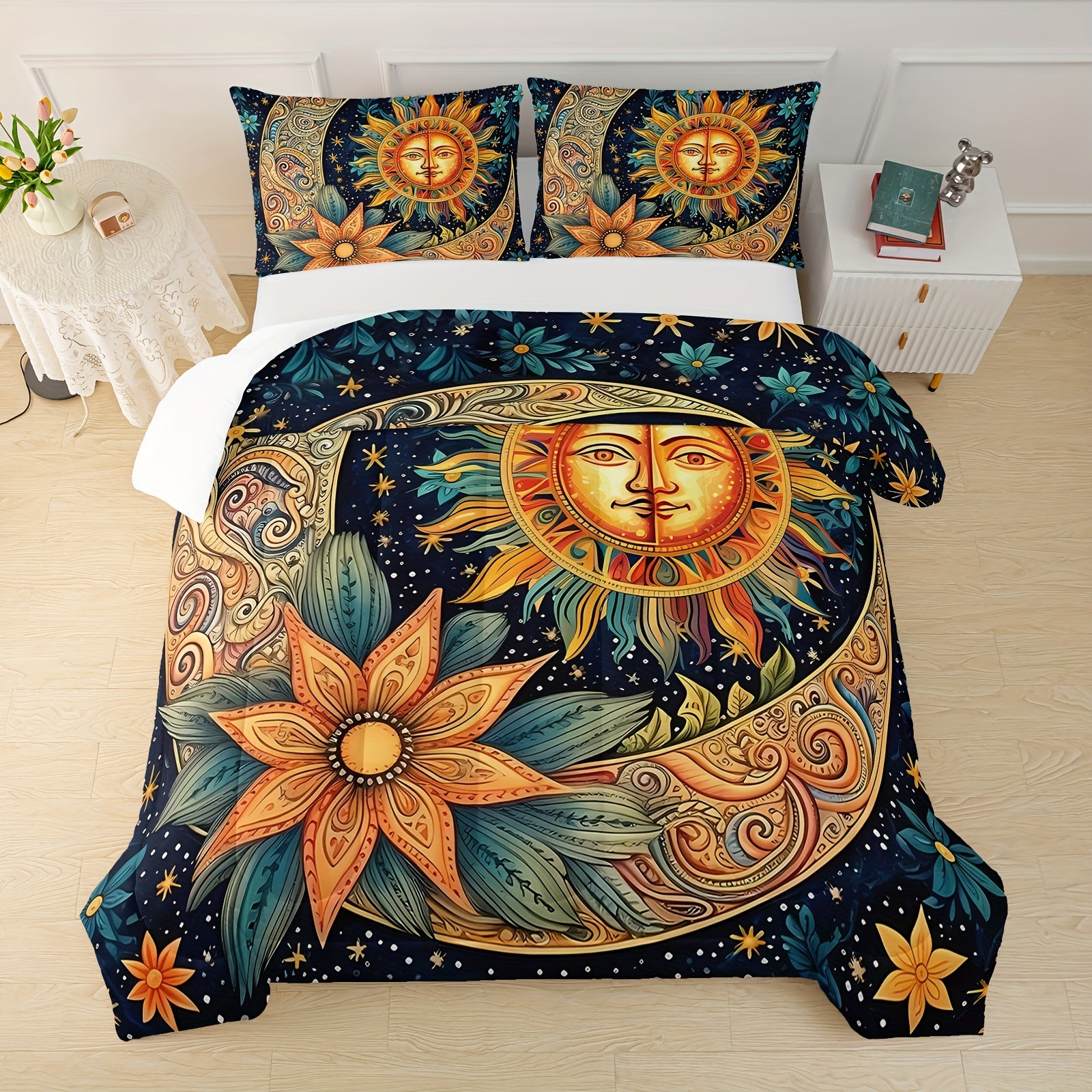 Exquisite Patterned Quilt Set, Bedding Set, All Season Bedroom Decoration, With 2 Pillowcases Included