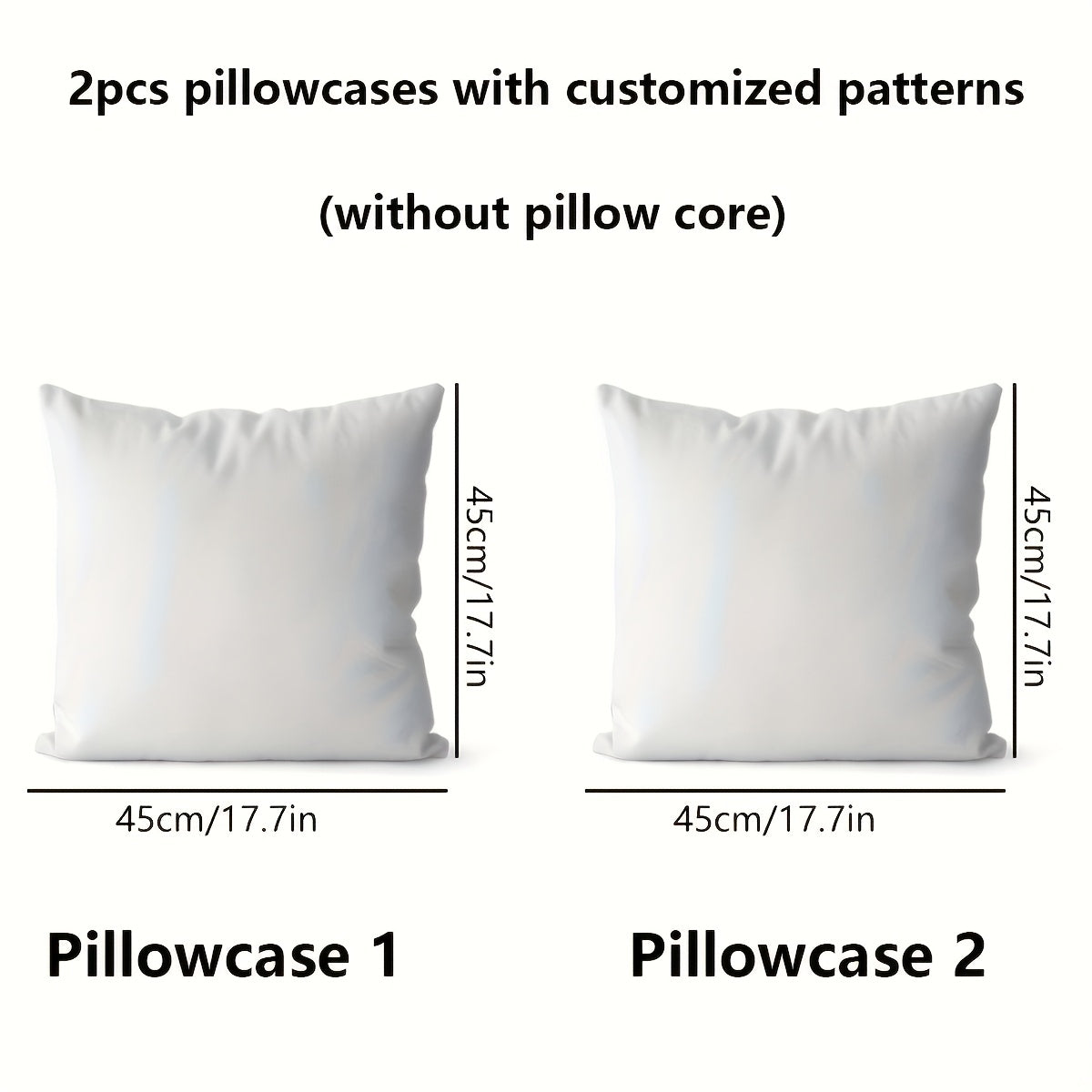 2-Pack Custom Photo Cushion Covers, 100% Polyester Personalized Couple Pillowcases, Single-Sided Print, DIY Sofa Parabola, Ideal Valentine'S Day Gift