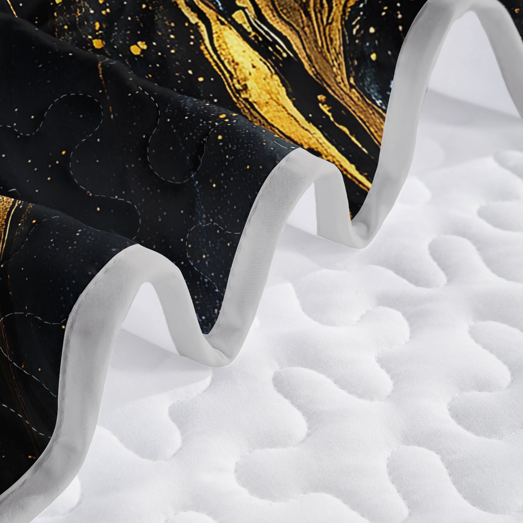 3pcs King Queen Bed cover setLuxury Golden Marble Quilt SetCouple Bedroom Decor Four Seasons (1Quilt+2Pillowcase)